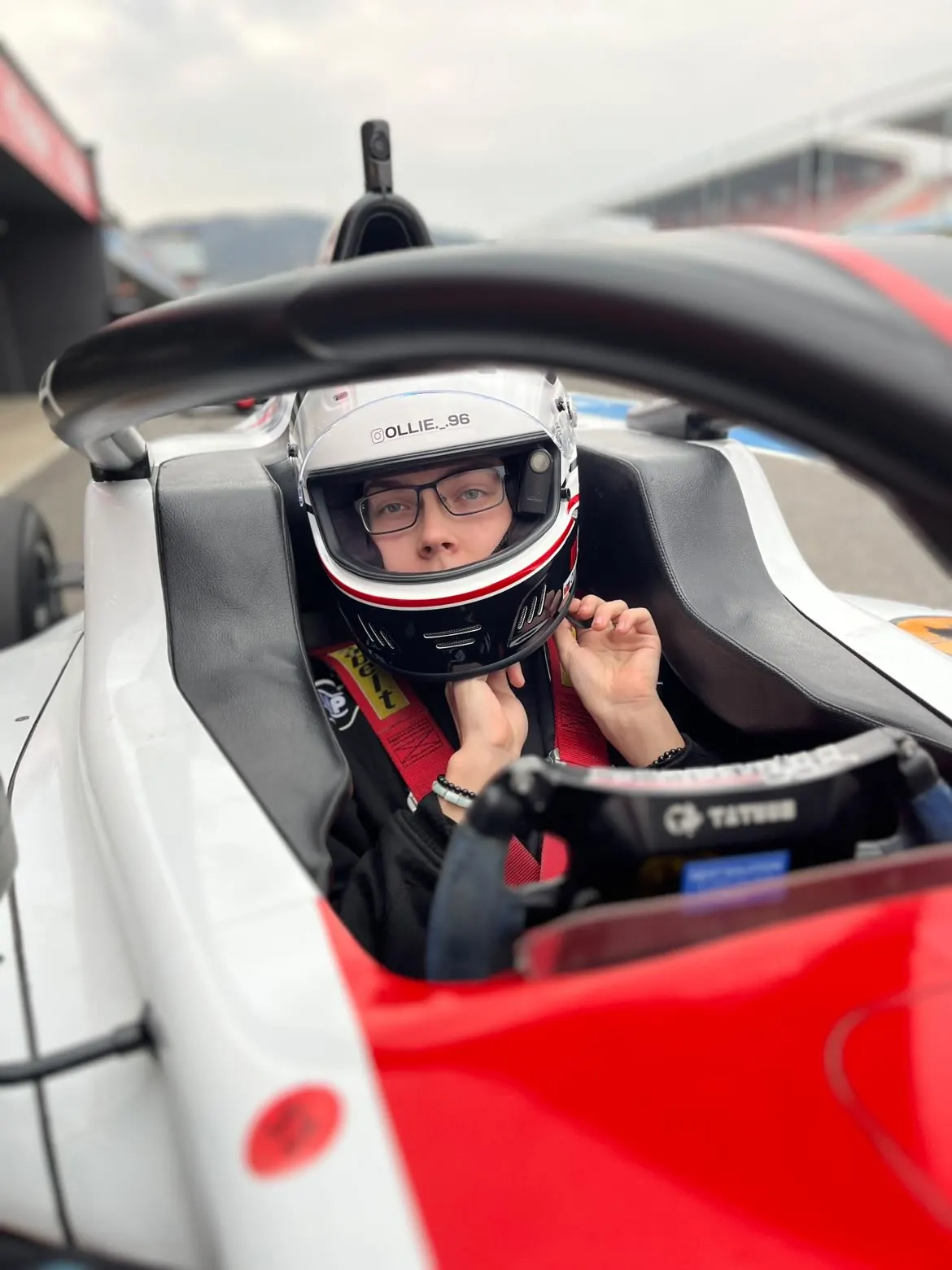 Oliver strapped into the Formula 4 car